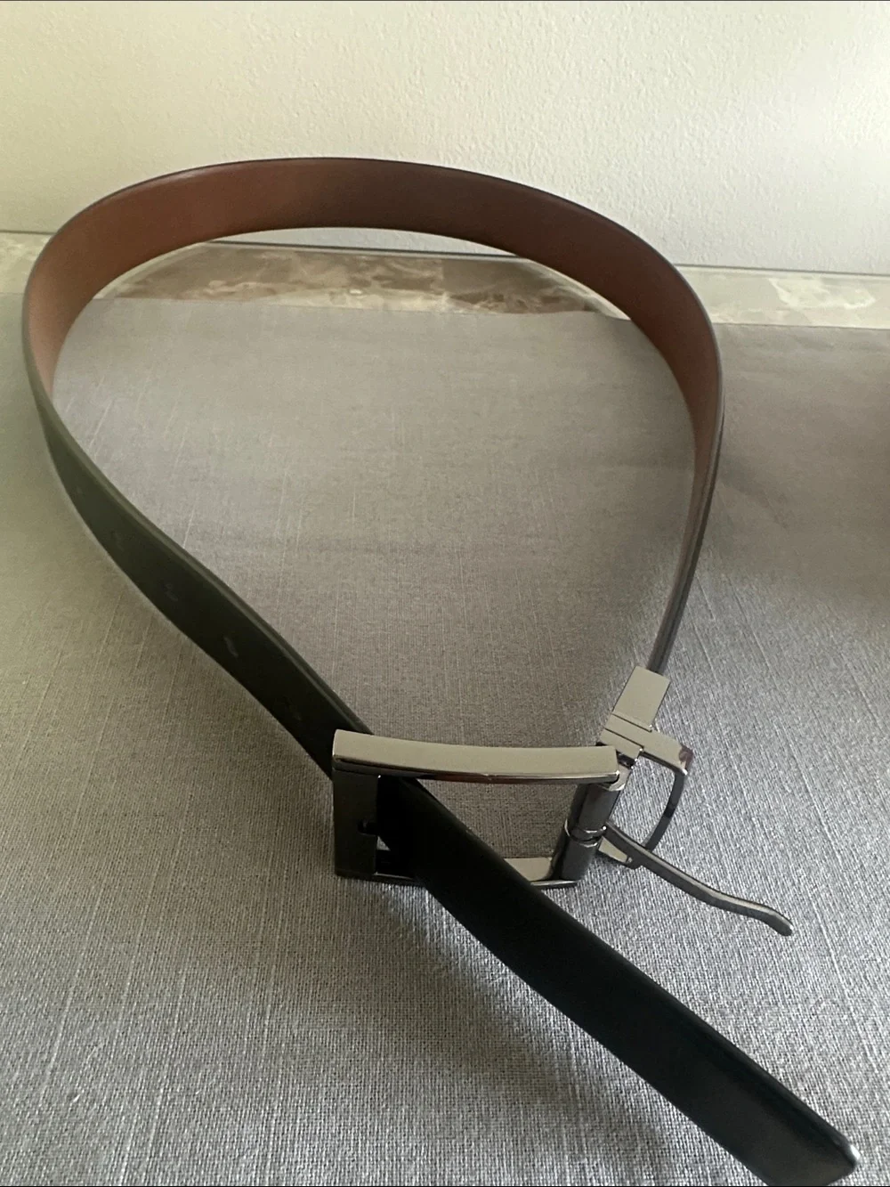 Sale- Men’s Black Leather Belt with Silver Buckle